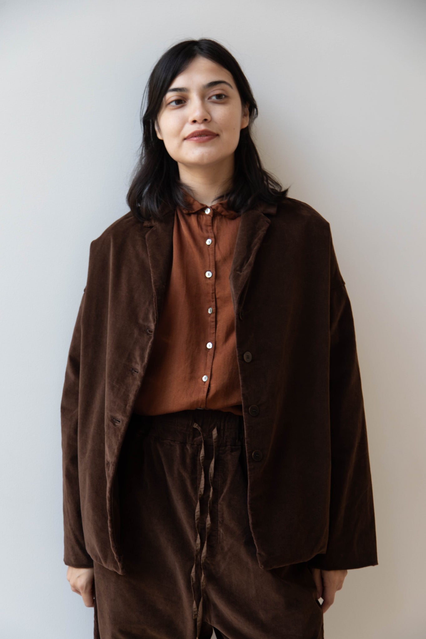 rennes — Album di Famiglia | Velvet Loose Blazer in Coffee