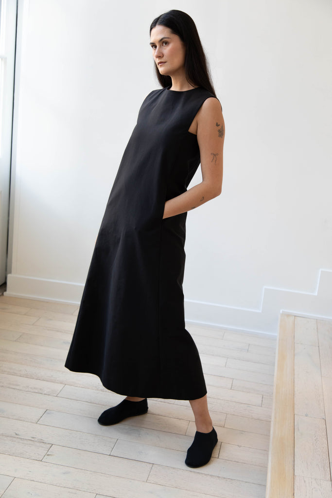 The Loom | Structured Maxi Dress in Black Cotton