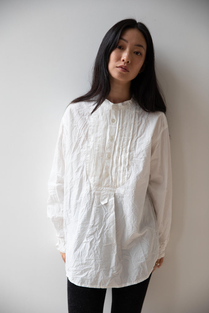 Pas de Calais | Cotton Typewriter Band Collar Shirt