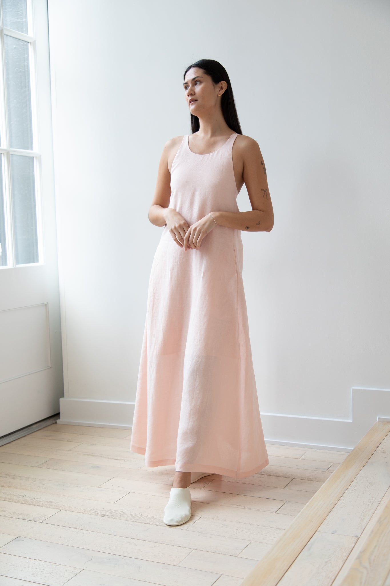 rennes The Loom | Linen Halter Dress in Pink Linen rennes The Loom | Linen Halter Dress in Pink Linen
