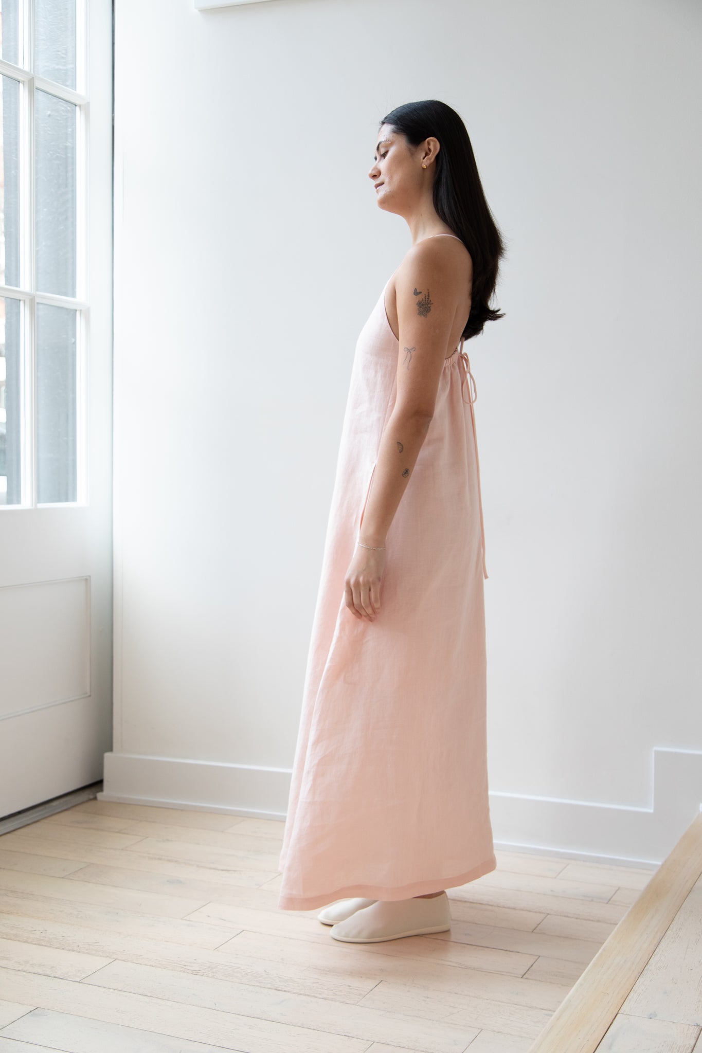 rennes The Loom | Linen Halter Dress in Pink Linen rennes The Loom | Linen Halter Dress in Pink Linen