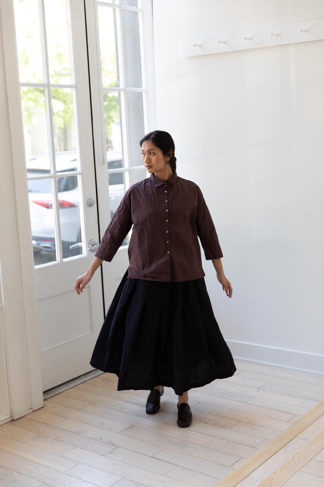【Ameri】GATHER TUNIC BLOUSE GATHER SLEEVE ROUND BLOUSE