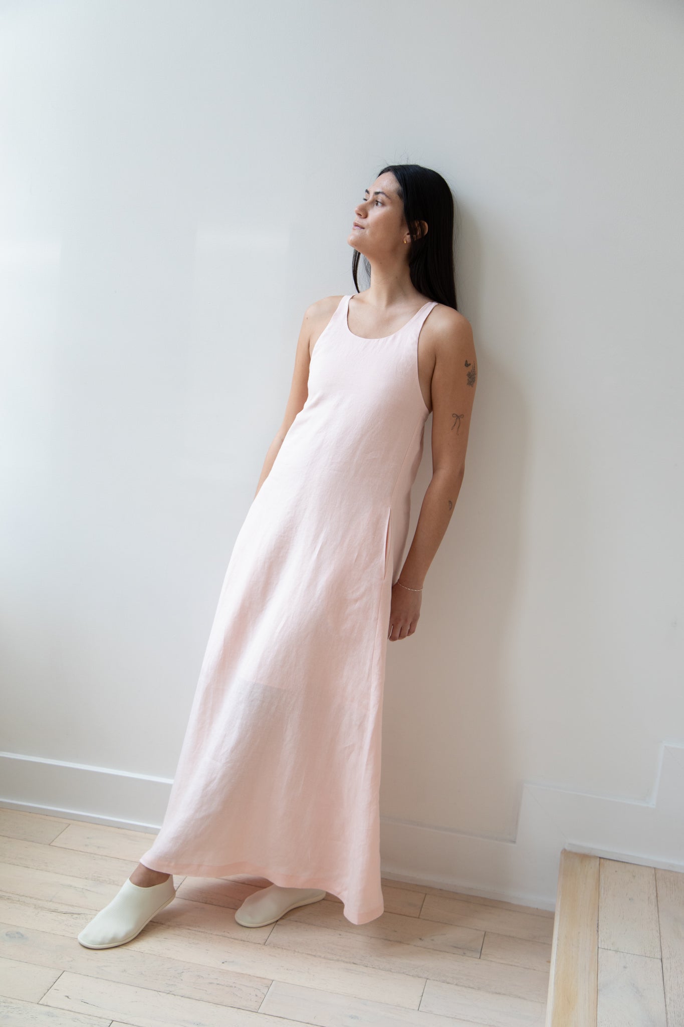rennes The Loom | Linen Halter Dress in Pink Linen rennes The Loom | Linen Halter Dress in Pink Linen