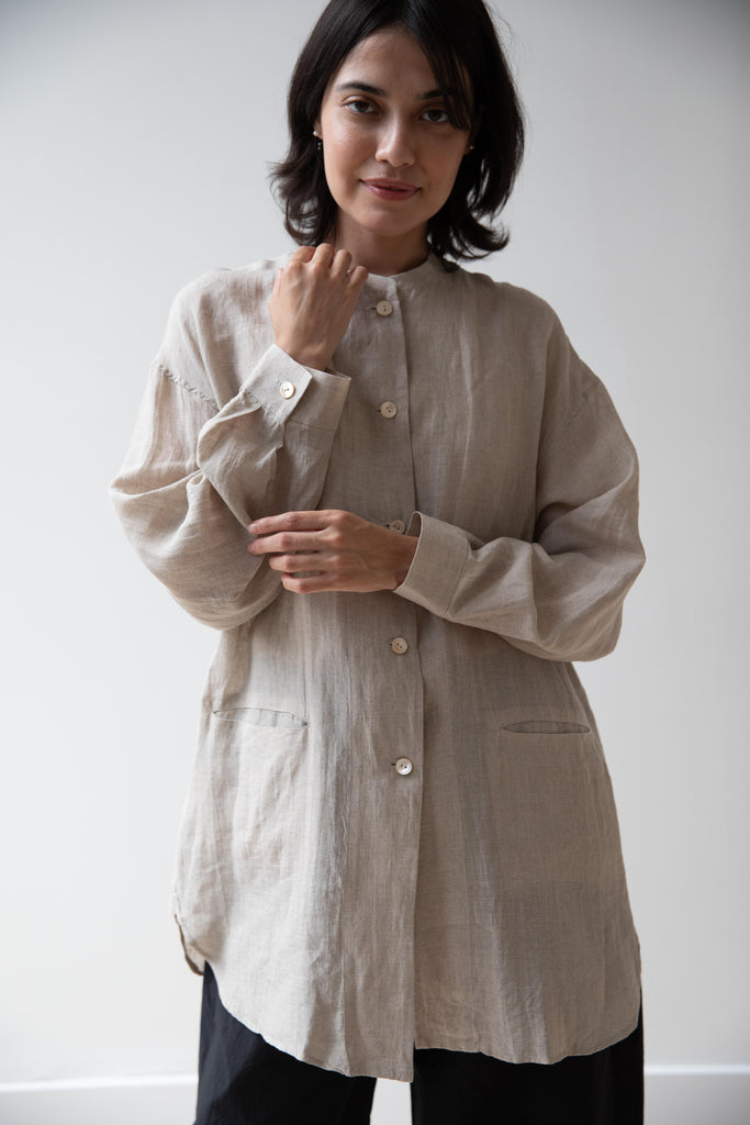 Arts & Science | Pajama Long Shirt in Natural Fine Linen