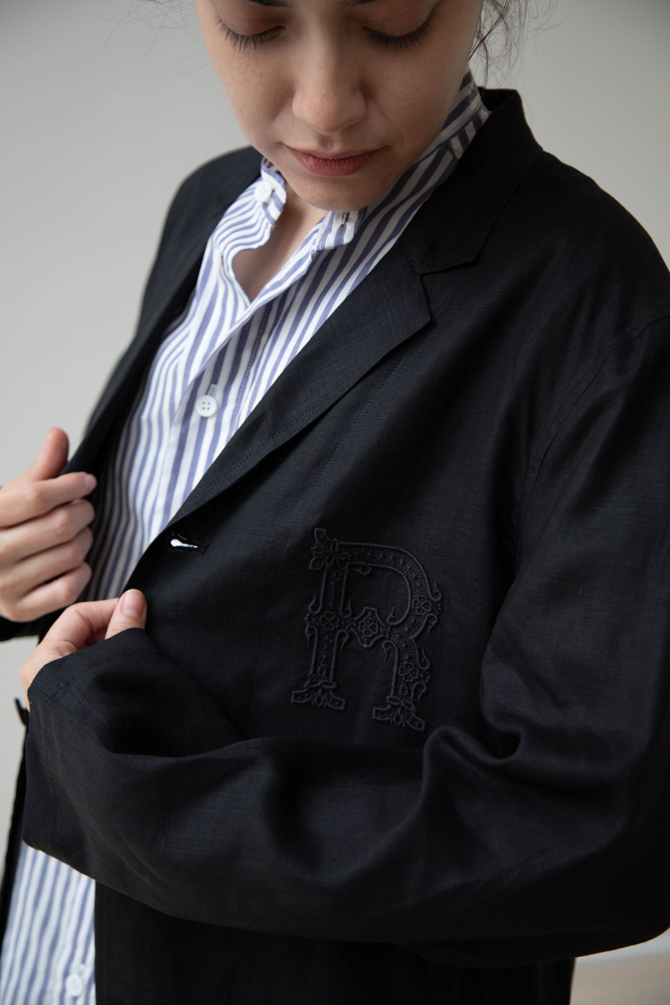 Old Man's Tailor | Embroidered Work Coat Black