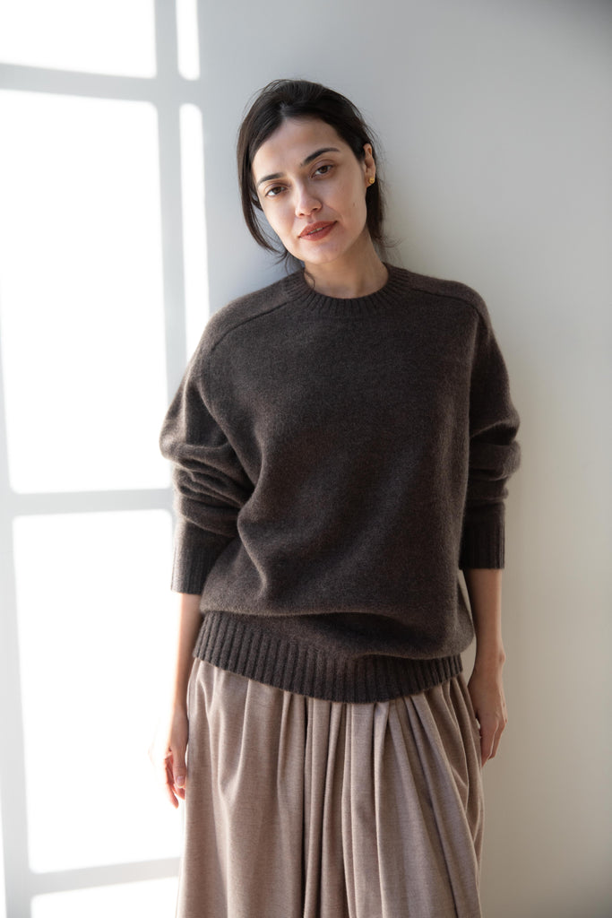 Carven | Crew Neck Jumper in Heather Brown