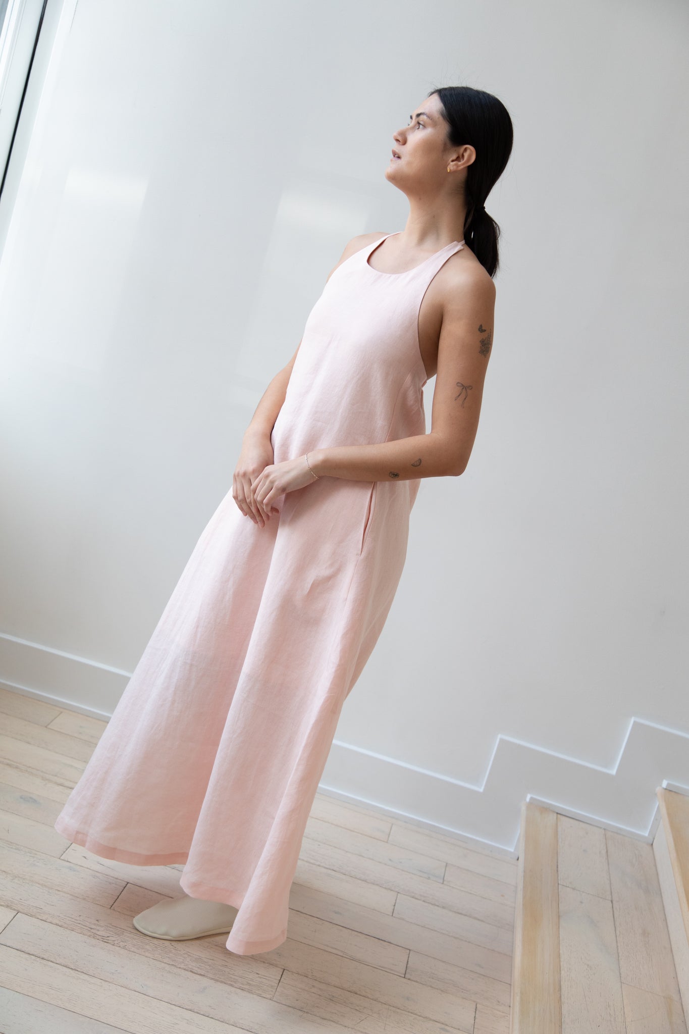 rennes The Loom | Linen Halter Dress in Pink Linen rennes The Loom | Linen Halter Dress in Pink Linen