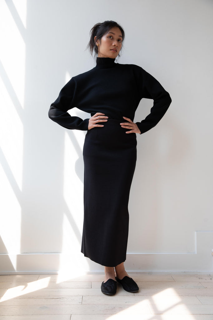 Auralee | Silk Cotton Kit Skirt in Black