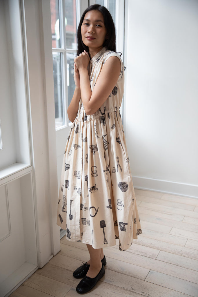 Old Man's Tailor | "Great Green Thumb" Shirt Dress in Natural & Black