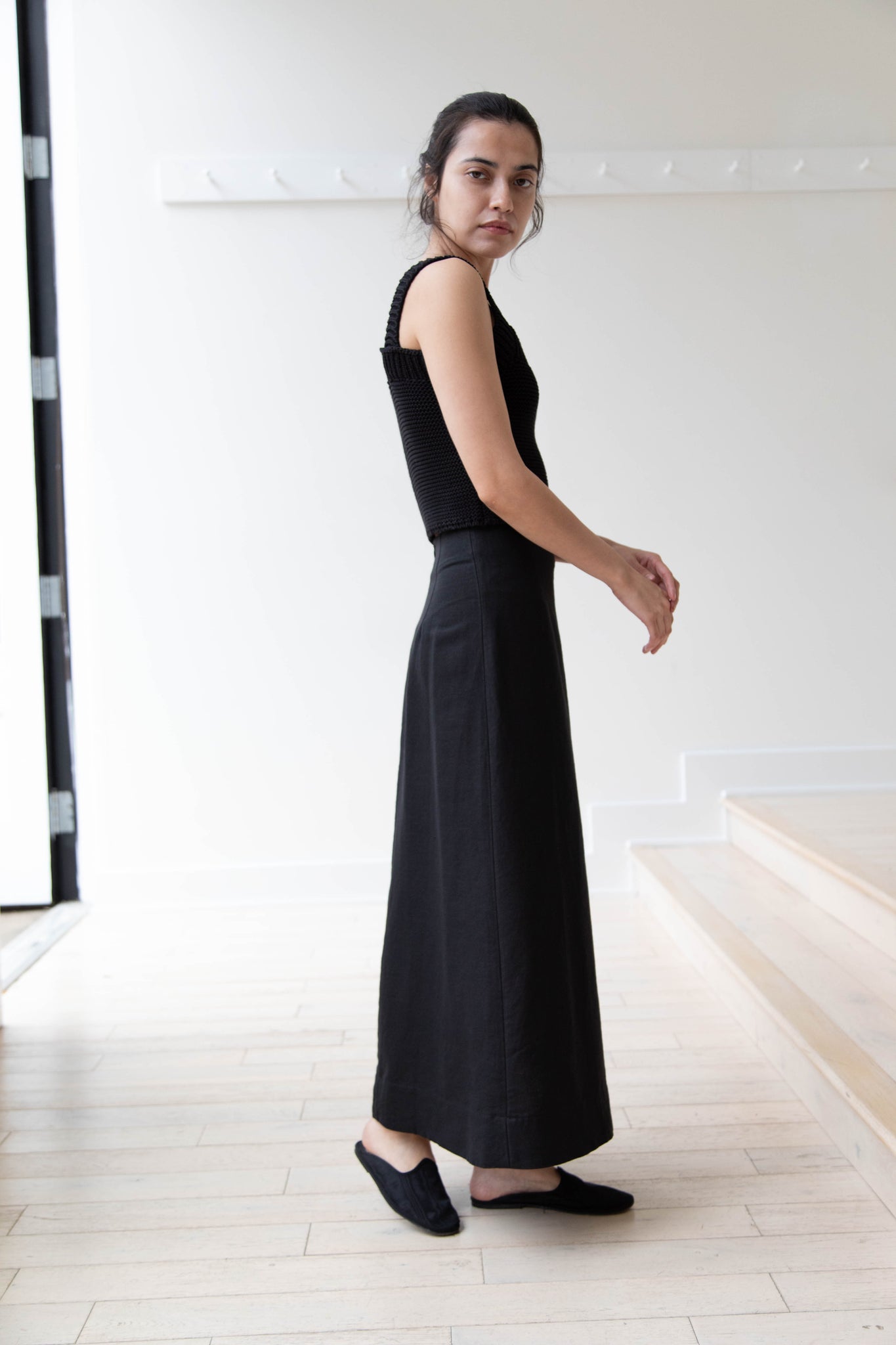 Caron Callahan | Lainey Skirt in Black Cotton Linen