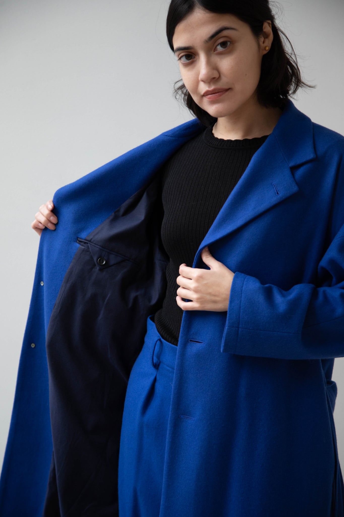 Arts & Science | Drawstring Robe Coat in Blue