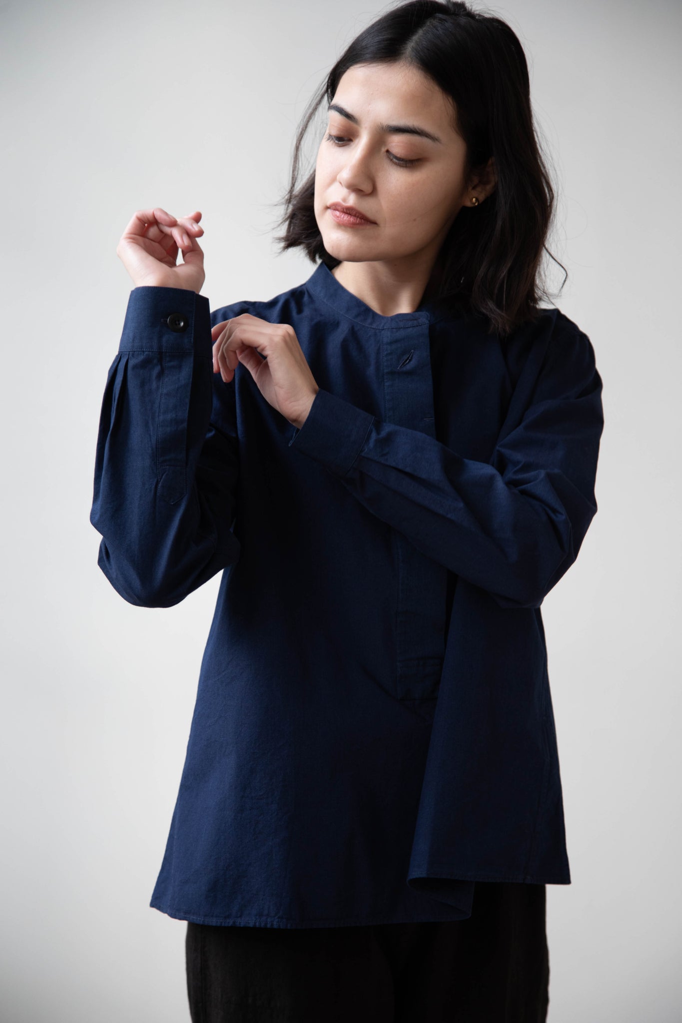 MHL | Fly Placket Swing Top in Indigo