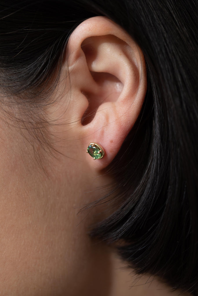 Kathryn Bentley | Green Sapphire Ellipse Studs