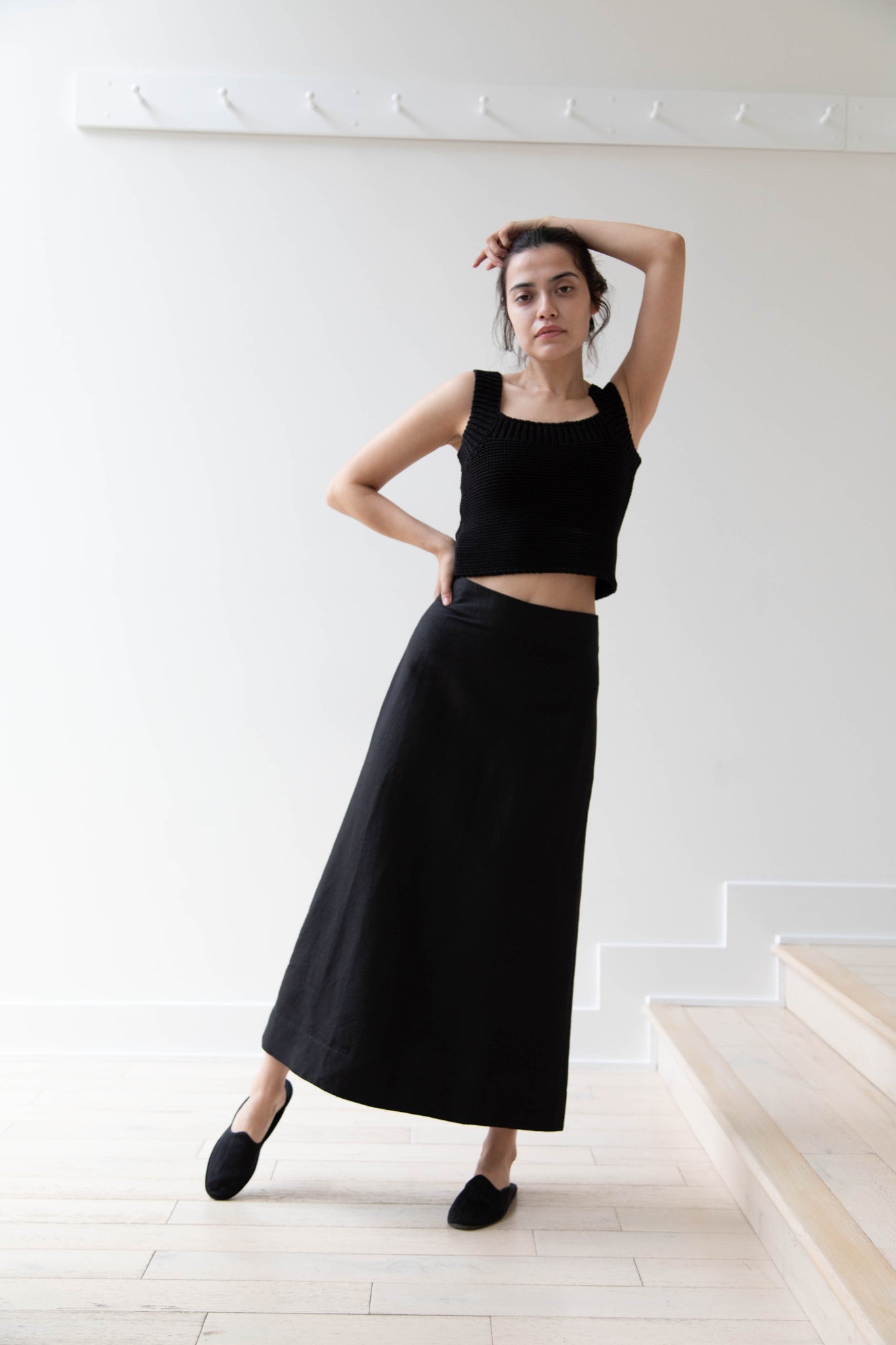 Caron Callahan | Lainey Skirt in Black Cotton Linen