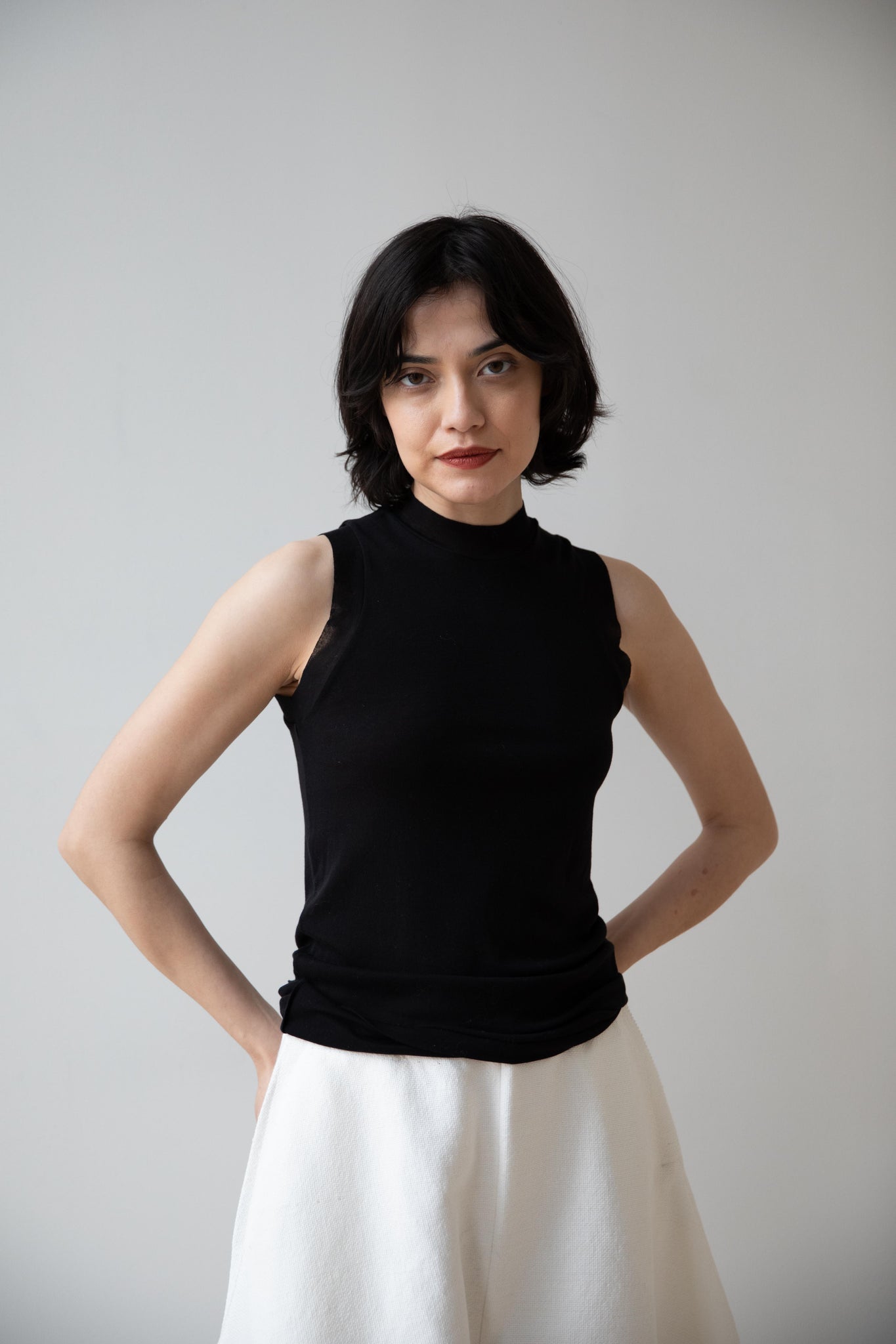 rennes — Auralee | Super High Gauge Sheer Rib Tank Top in Black
