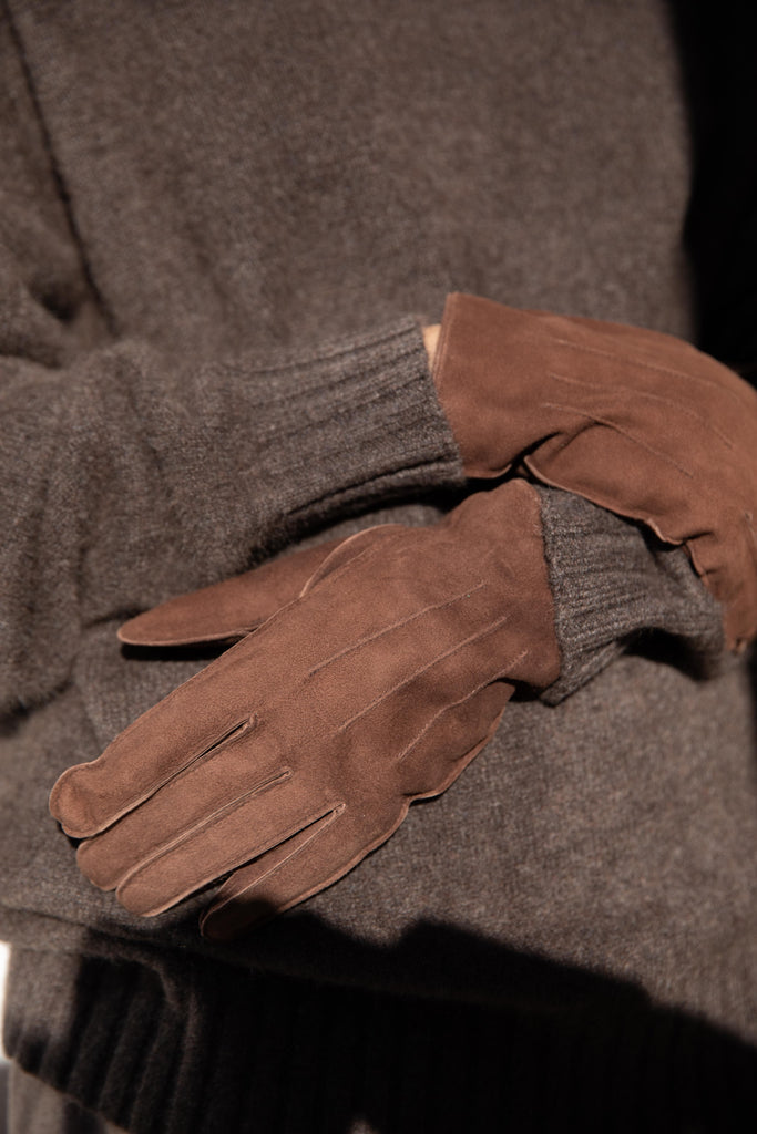 Nothing Written | Gentle Lamb Skin Gloves in Brown Suede