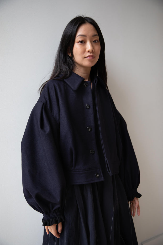 École de Curiosités | Marguerite Coat in Dark Navy Loden Wool