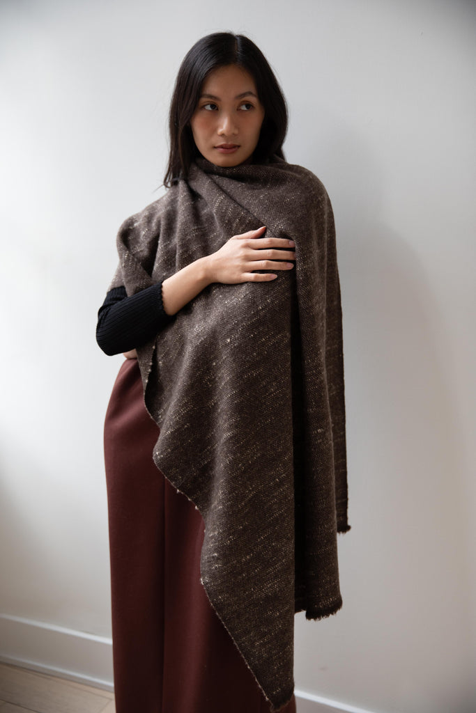 Norlha | Handspun Valley Scarf in Natural Yak Brown