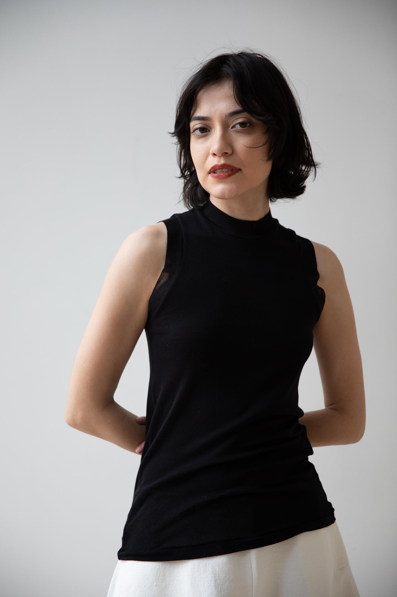 rennes — Auralee | Super High Gauge Sheer Rib Tank Top in Black