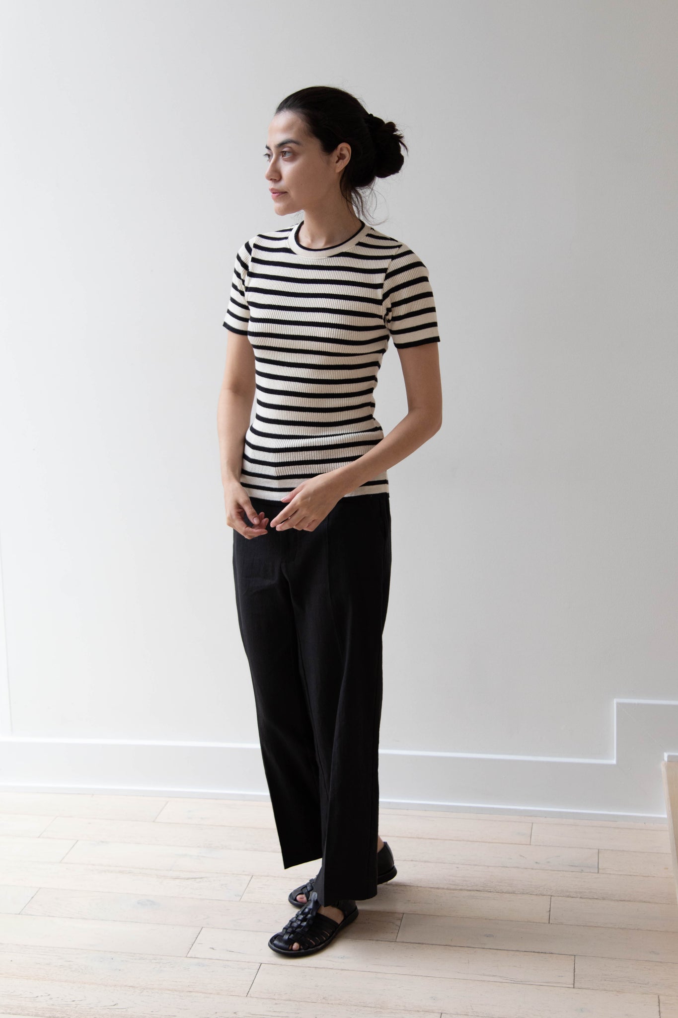 Old Man's Tailor | Ribbed Knit Half Sleeve Top in Stripes