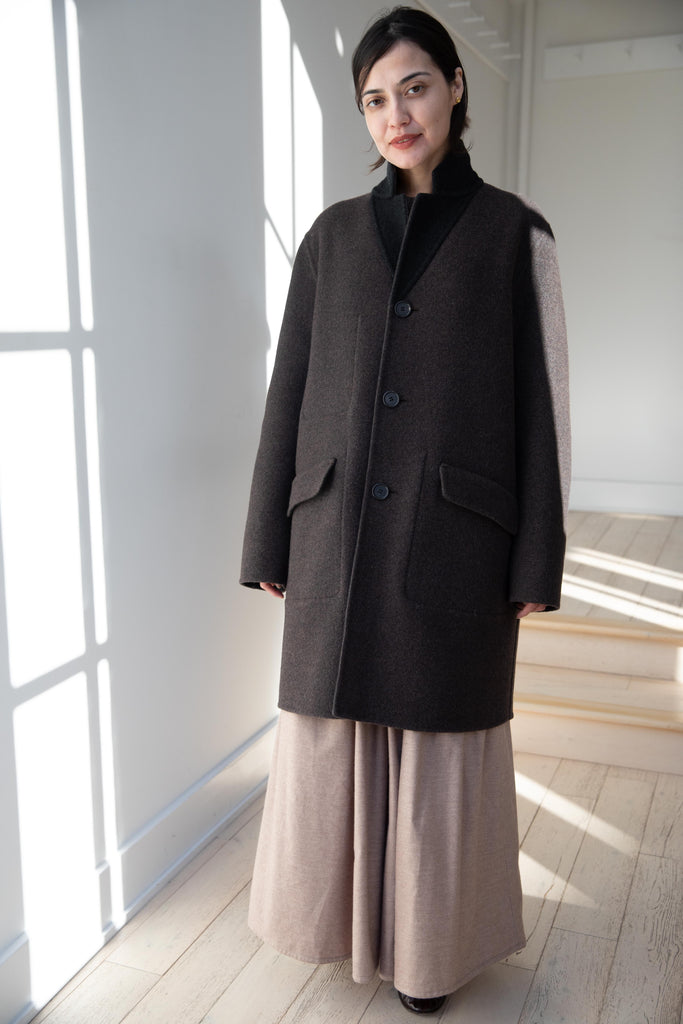 Nanna Pause | Adam Classic Reversible Coat in Chocolate & Charcoal