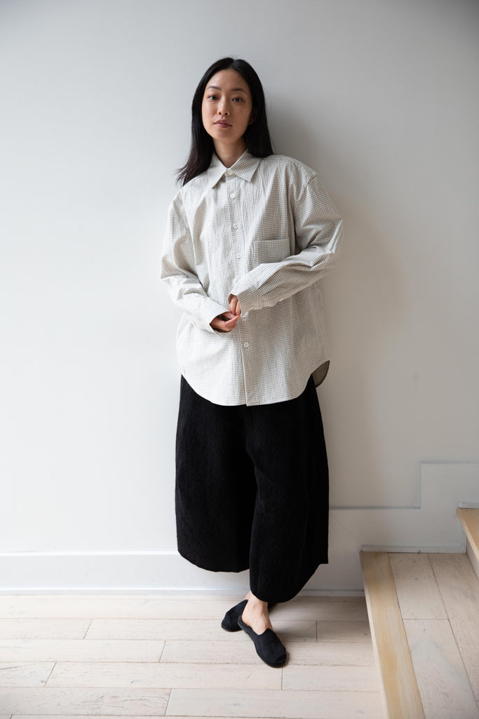 Evan Kinori | Big Shirt Two in Cotton Gridcloth in Natural & Black