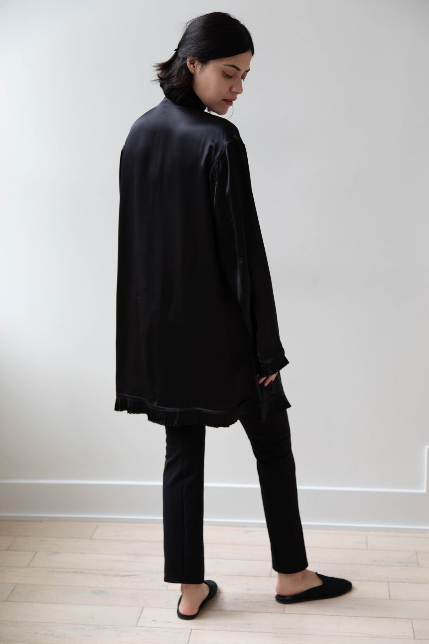 Anaak | Pavel Satin Silk Tuxedo Dress in Onyx