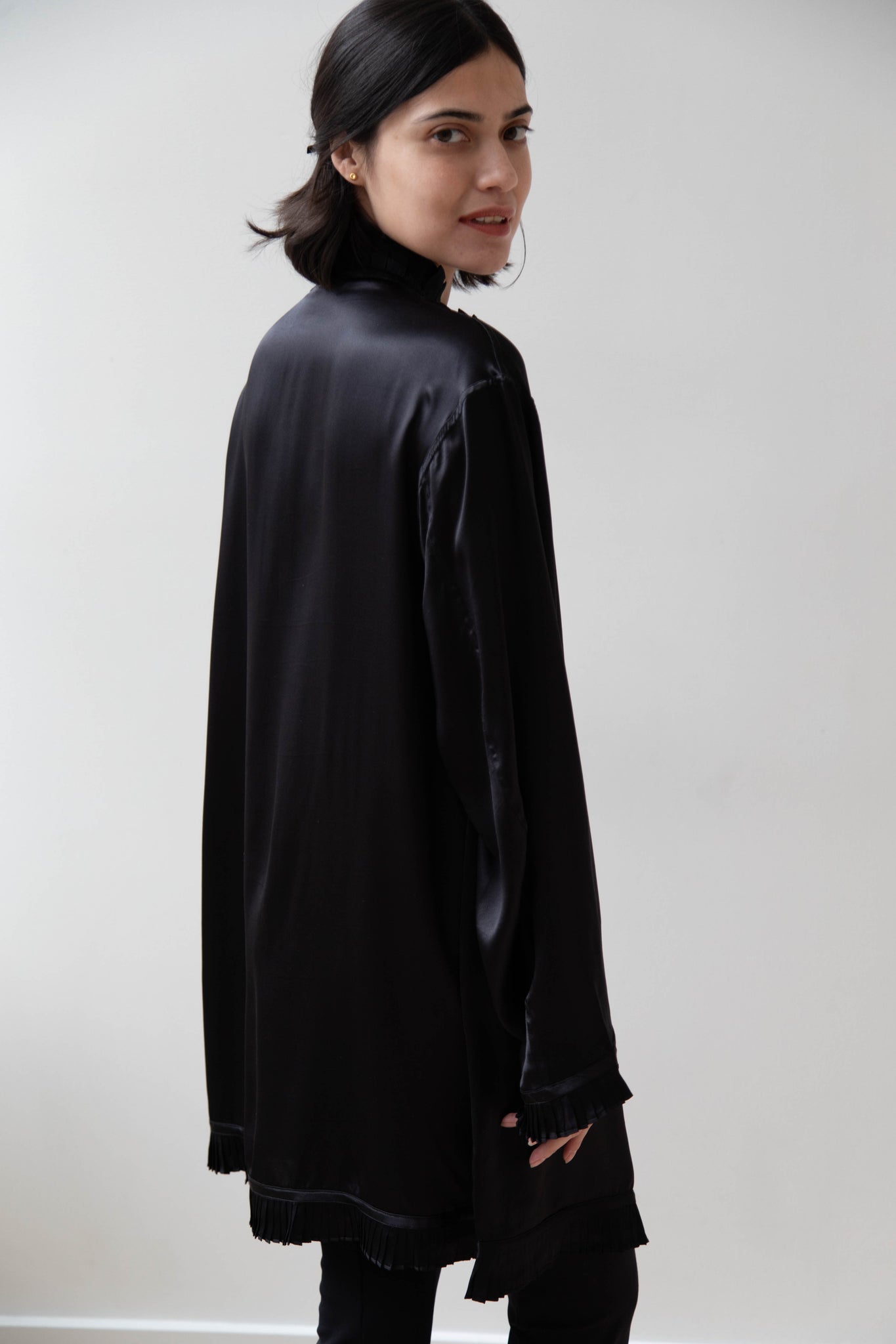 Anaak | Pavel Satin Silk Tuxedo Dress in Onyx