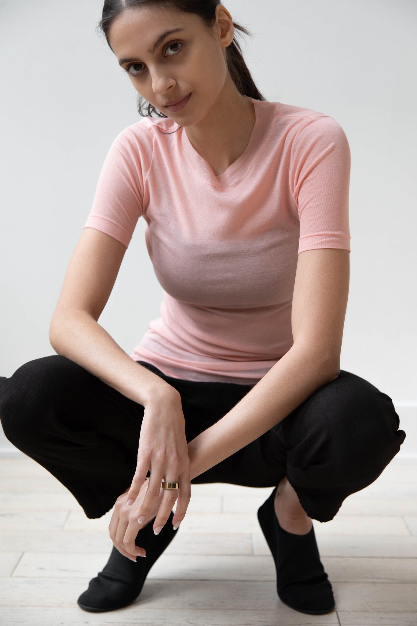 light pink sheer shirt
