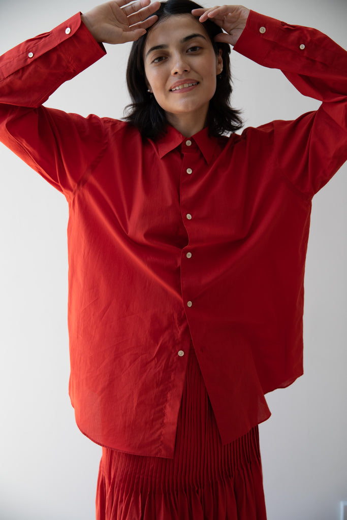 Auralee | Cotton Lawn Shirt in Red