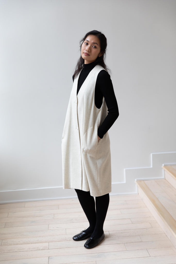 Arts & Science | Front Open Tunic Vest in Natural White