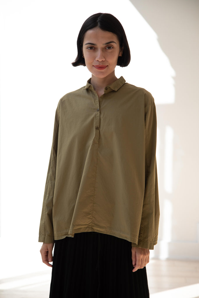 Manuelle Guibal | Cotton Sata Shirt in Olive