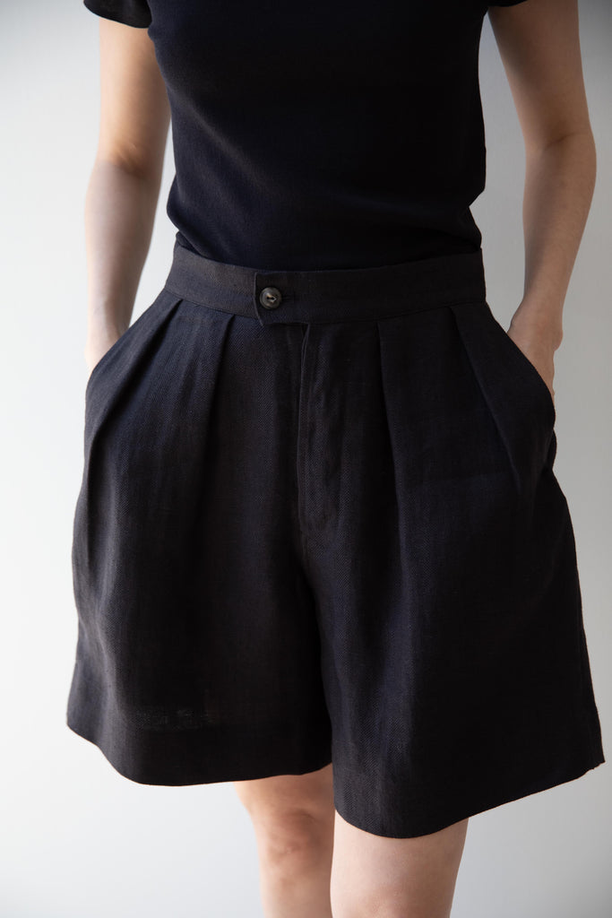 Samuel Snider | Triangle Shorts in Black Herringbone