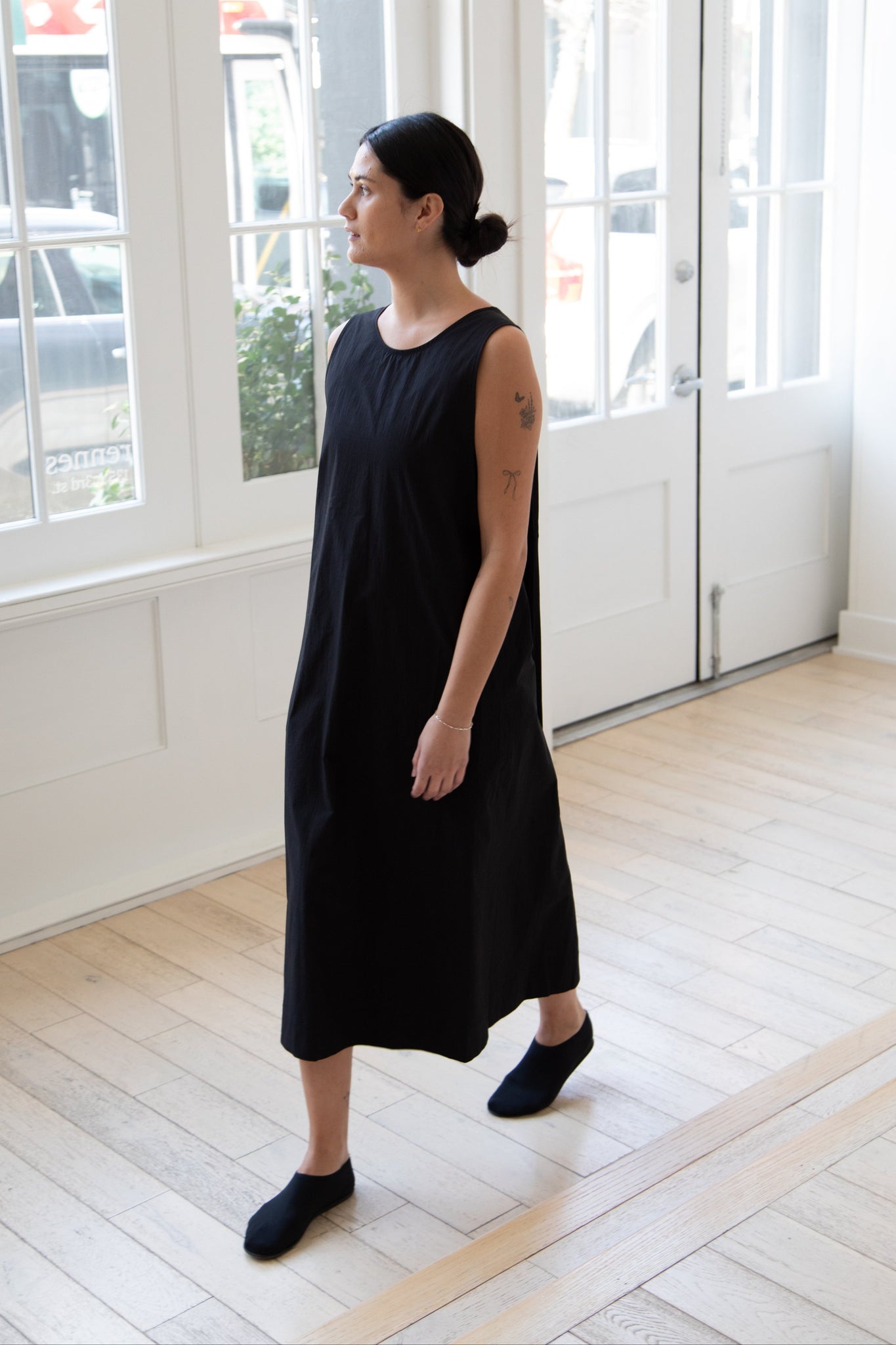 cotton apron dress MHL By Margaret Howell Cross Back Cotton Apron Dress Ink Size: M