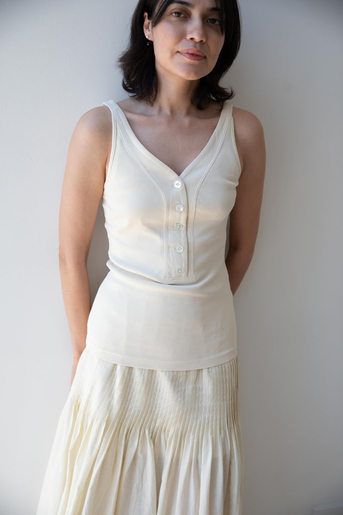 Auralee | Organic Cotton Fine Rib Tank in Ivory