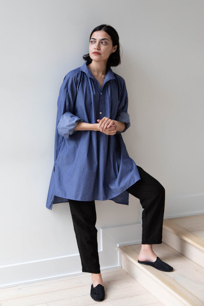 Gallego Desportes | Wave Collar Tunic in Blue