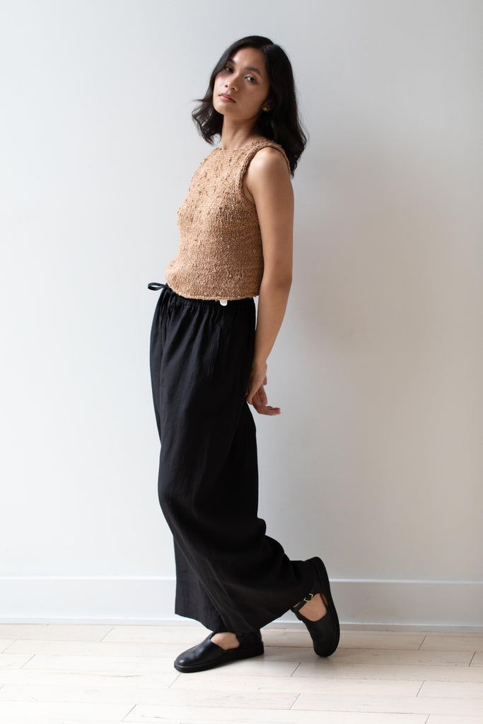Arts & Science | Front String Wide Linen Pants in Black