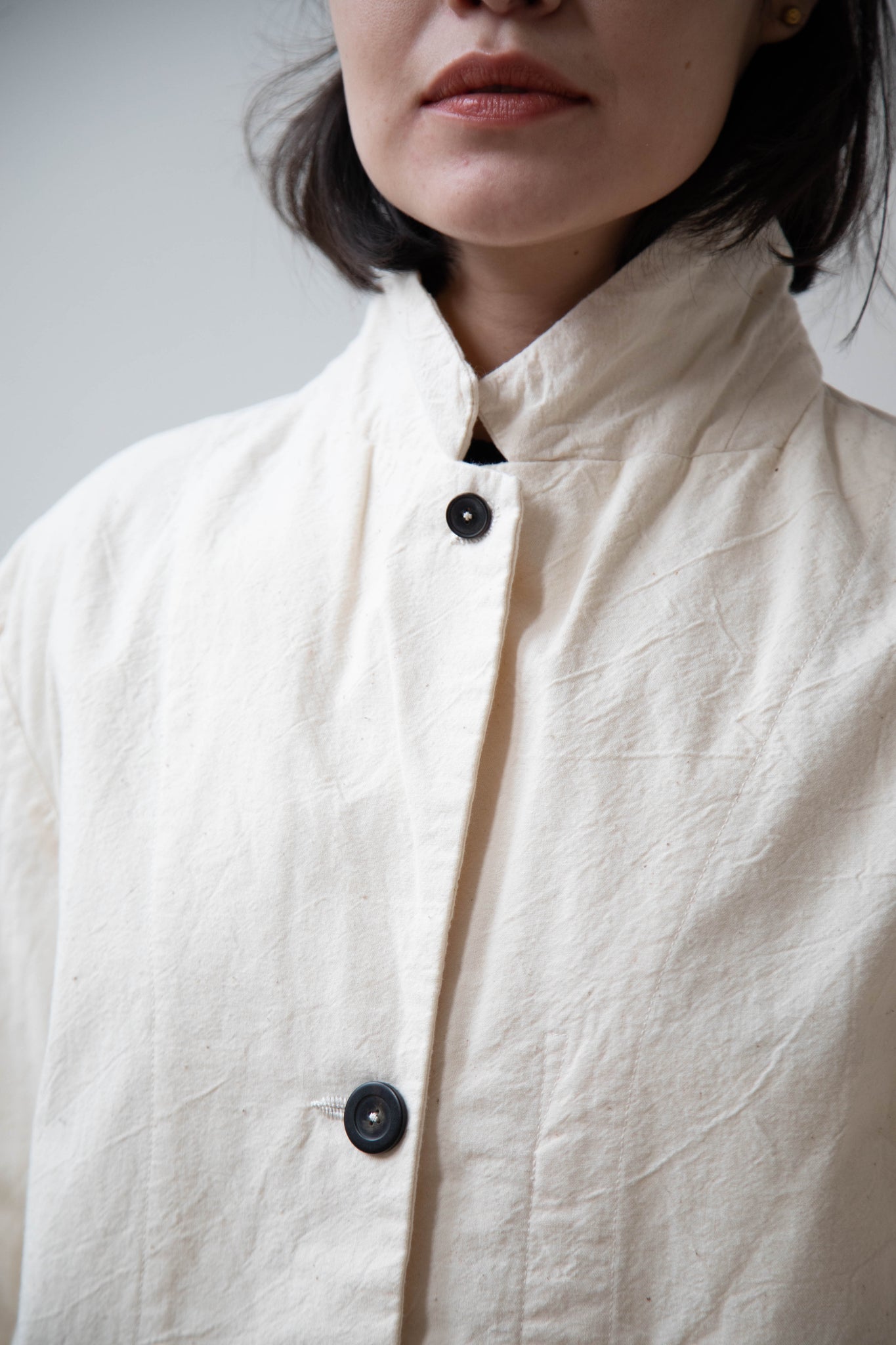 Oliver Church | Four Button Jacket in Natural Antique Cotton Linen