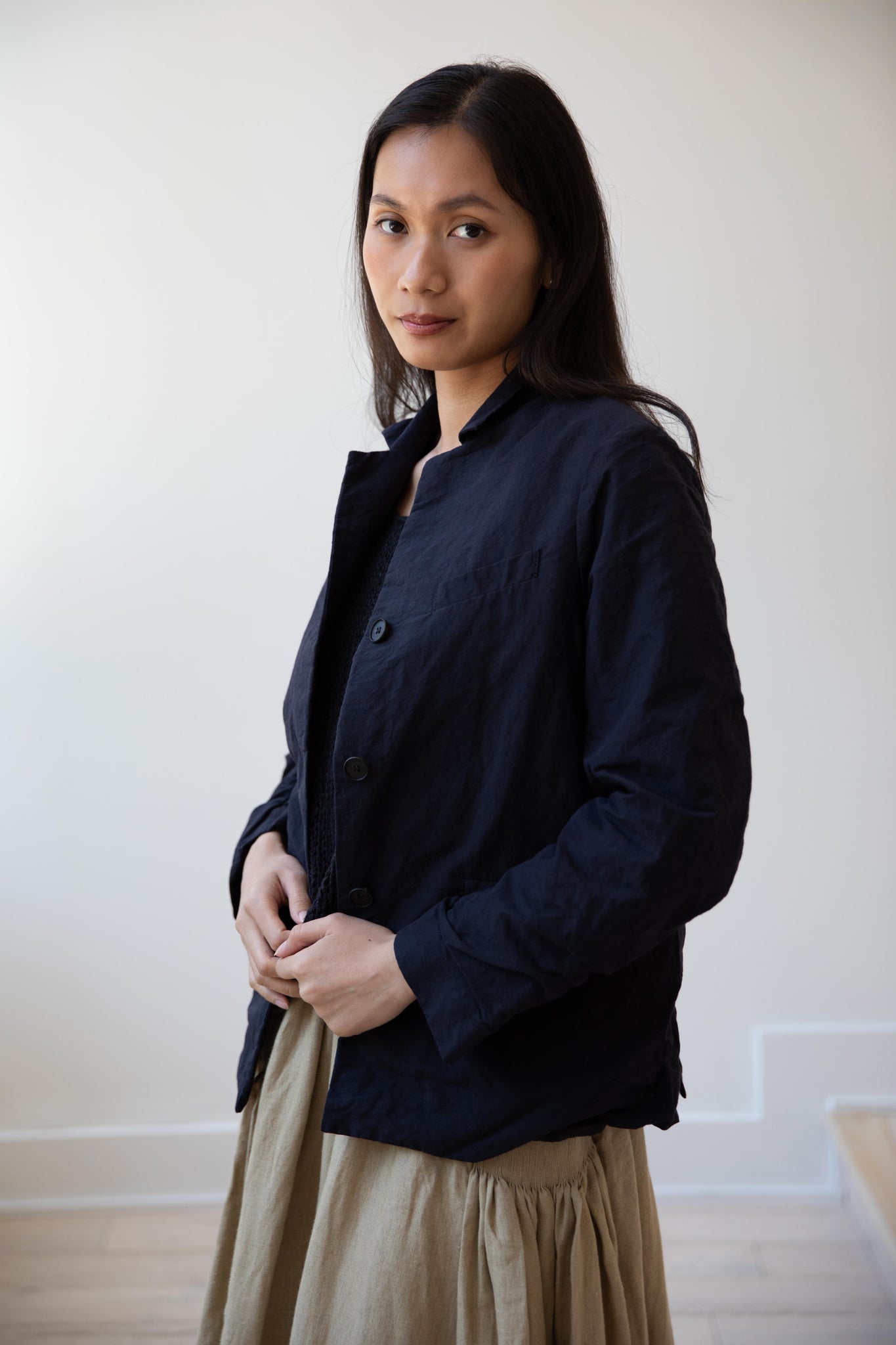 ジャケット・アウター bergfabel 3B linen jacket indigo Bergfabel - Walking Jacket - Navy Stripe - RENDEZ-VOUS STORE