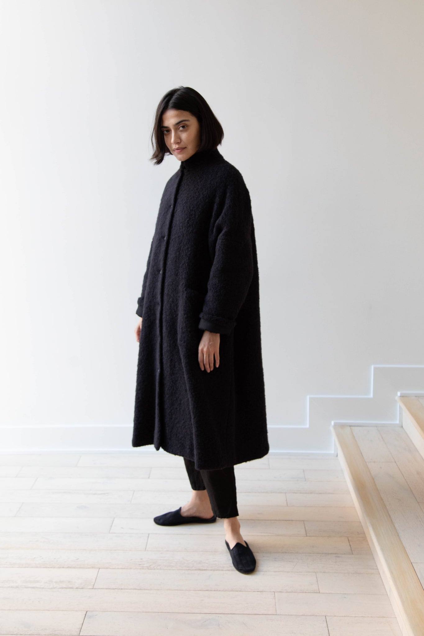 Apuntob | Bouclé Coat in Black
