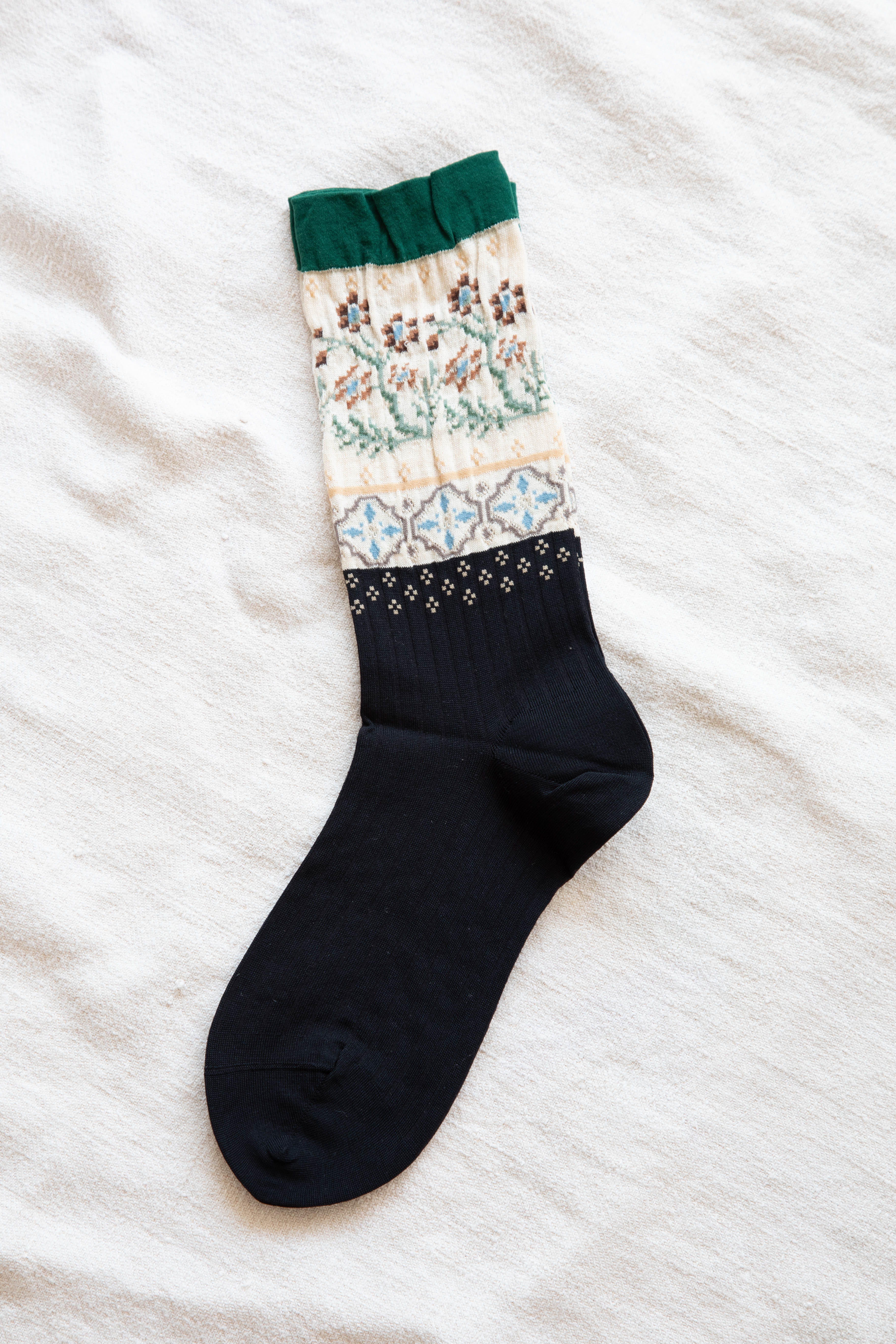 rennes — Antipast | Floral Mosaic Sock in Black