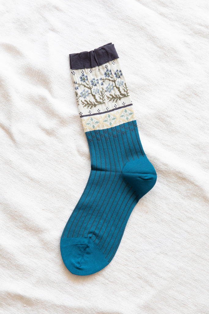 Antipast | Floral Mosaic Sock in Blue