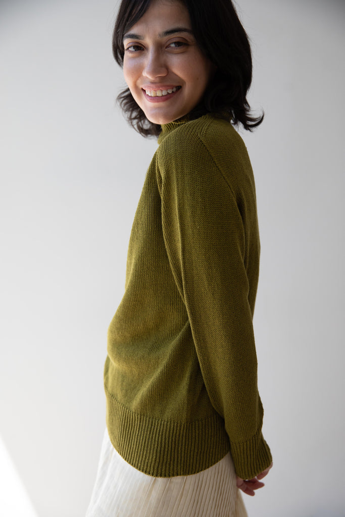 Margaret Howell | Seamless Roll Neck in Bright Olive