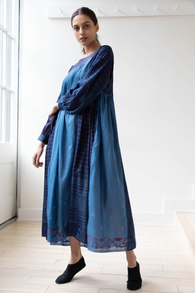 Maku | Camille Dress in Indigo Jamdani