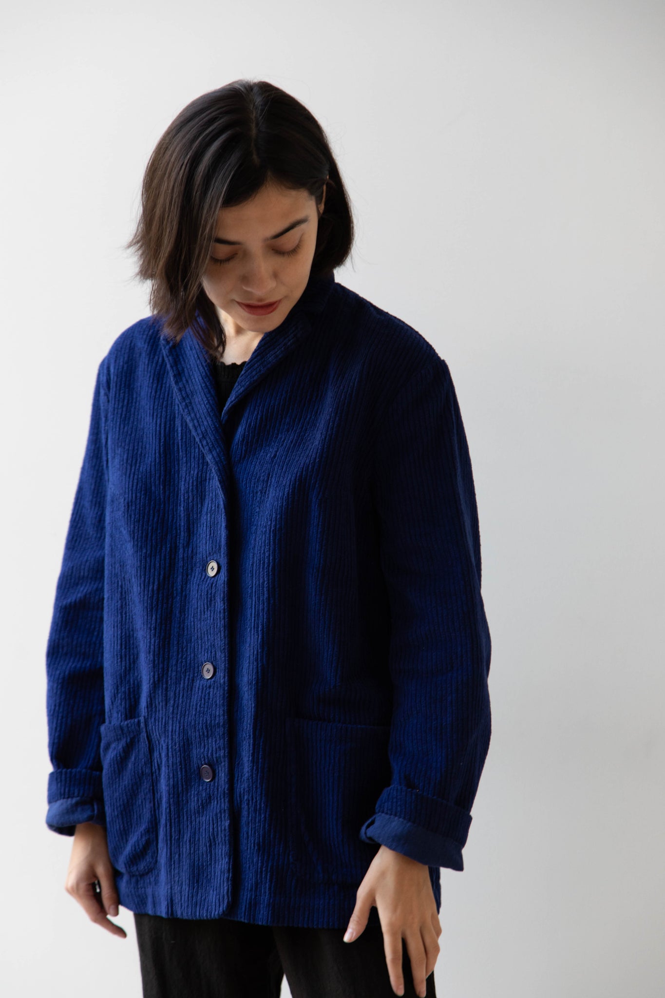Manuelle Guibal | Wide Corduroy Jacket in Deep Blue