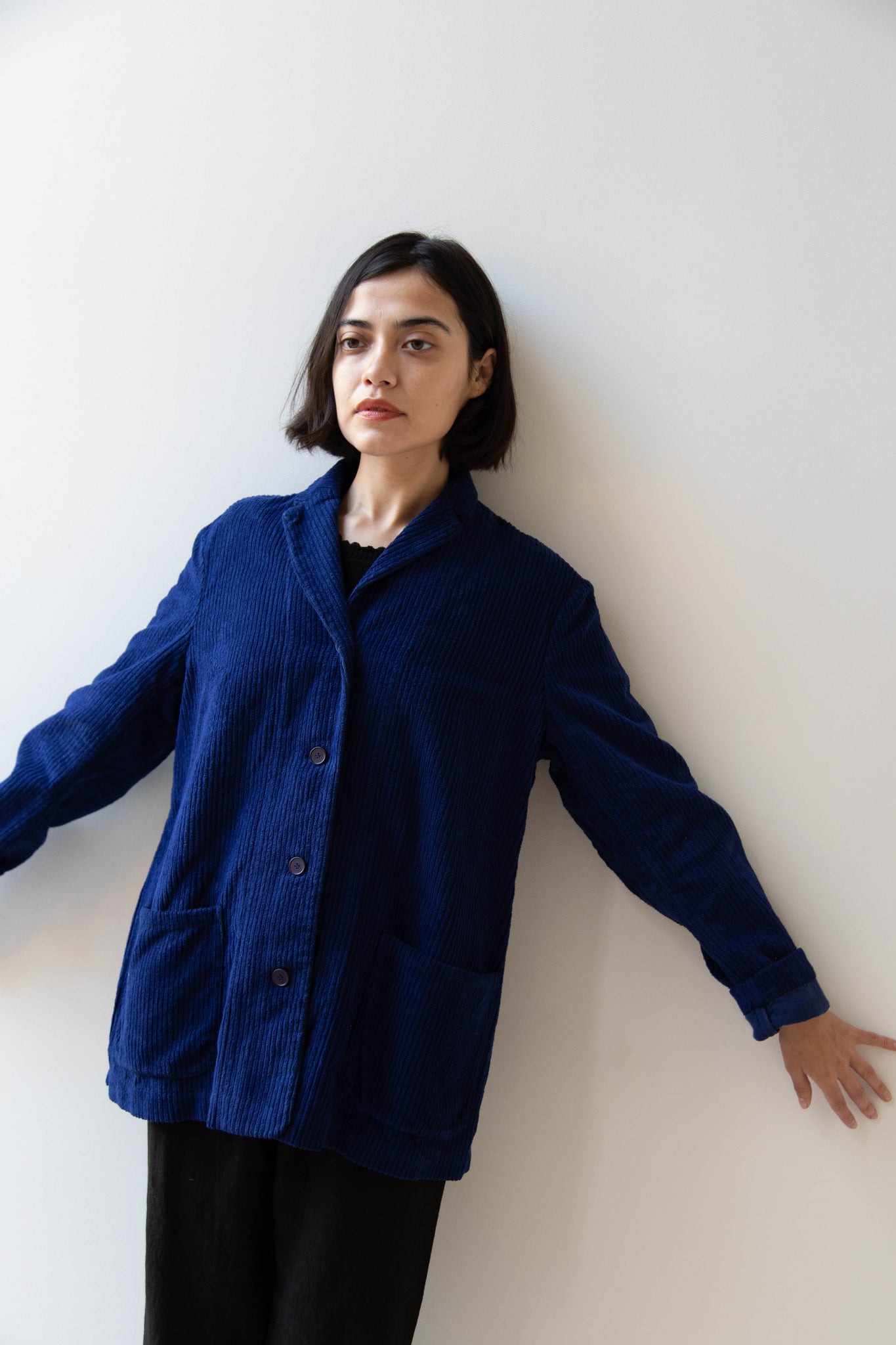 Manuelle Guibal | Wide Corduroy Jacket in Deep Blue