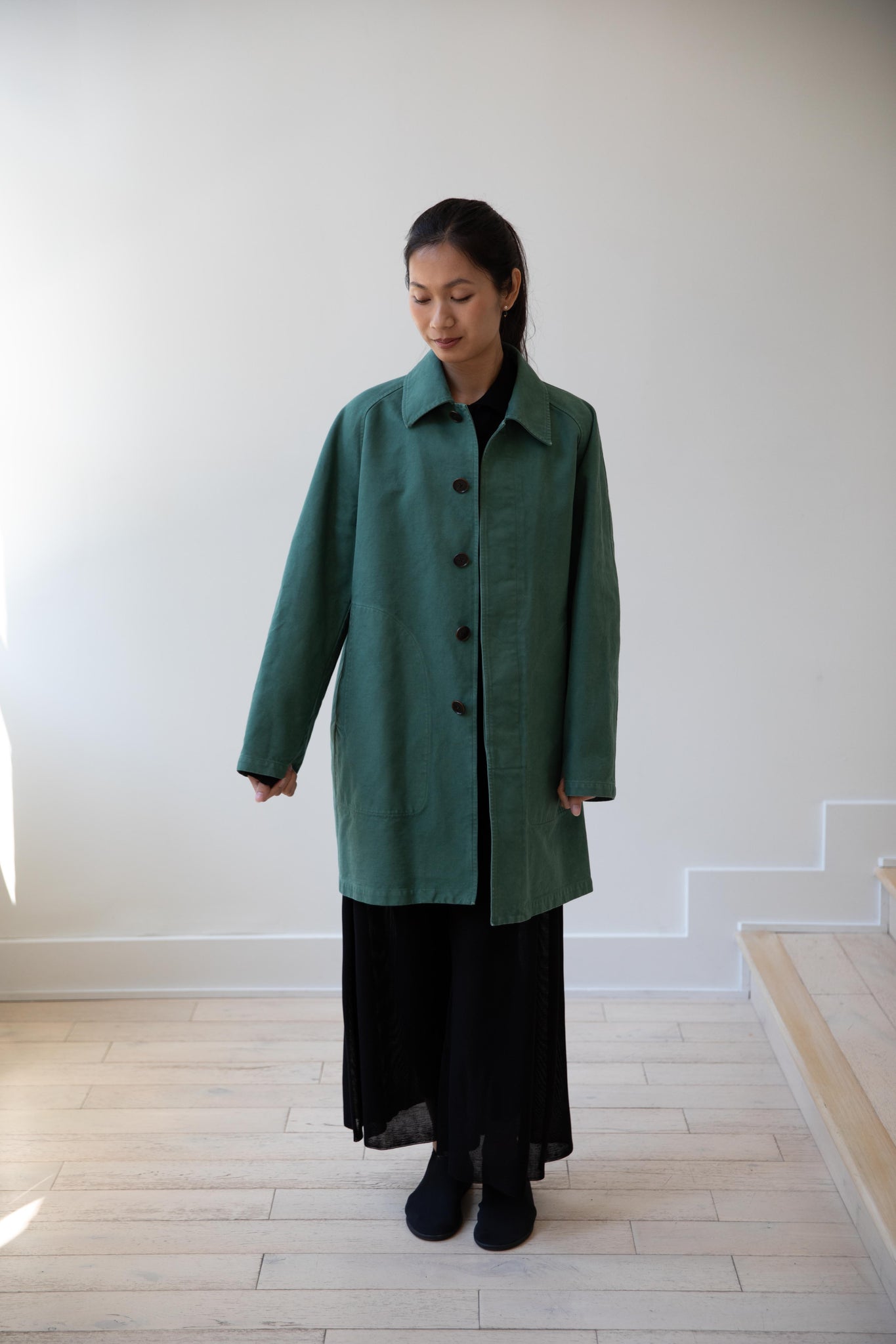 rennes — Auralee | Twill Short Coat in Forest Green