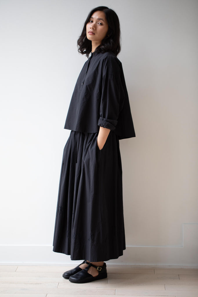 Arts & Science | Embroidered Animals Drawstring Gather Skirt in Black