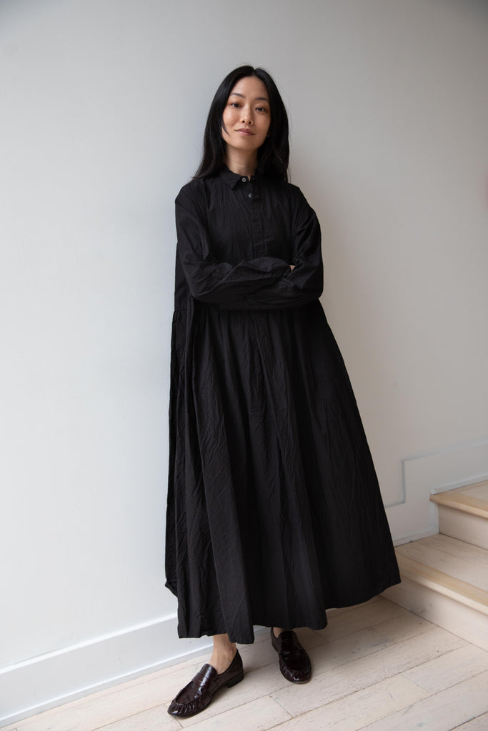 Pas de Calais | Cotton Typewriter Shirt Dress in Black