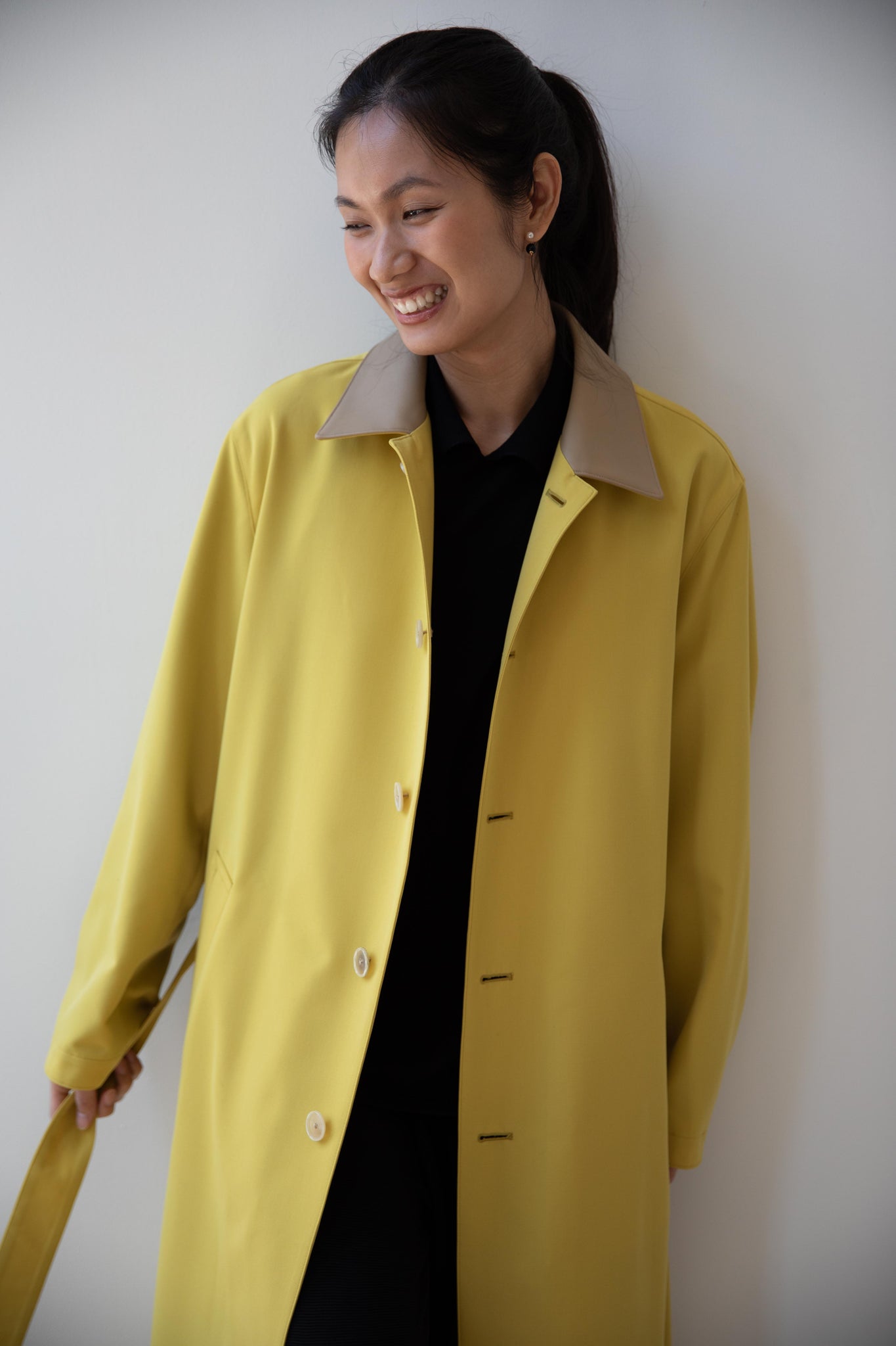 rennes — Auralee | Wool Max Canvas Coat in Mustard Yellow